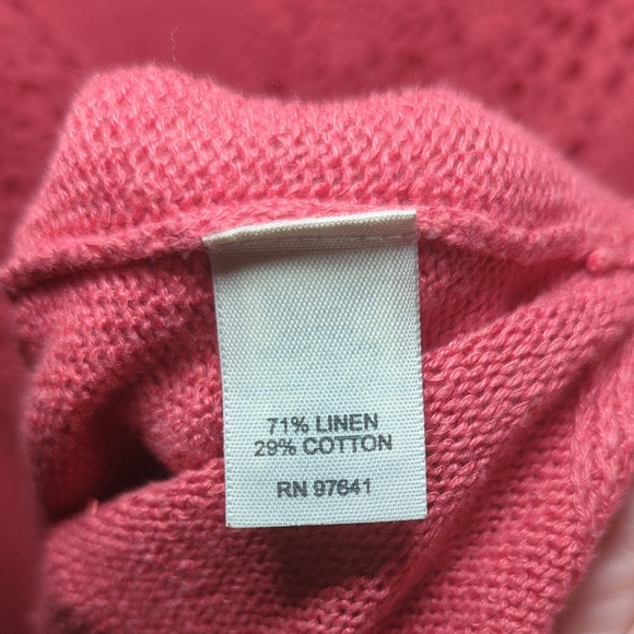 J. Jill Coral Tunic Sweater Crochet Oversized Linen-Cotton Blend Women's Size L - Picture 4 of 6